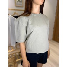 ER&RE Gri Unisex Kısa Kollu Bisiklet Yaka Basic T-shirt