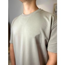 ER&RE Gri Unisex Kısa Kollu Bisiklet Yaka Basic T-shirt