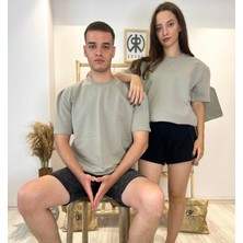 ER&RE Gri Unisex Kısa Kollu Bisiklet Yaka Basic T-shirt