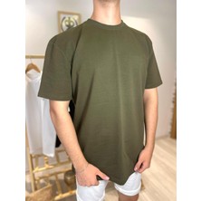 ER&RE Haki Unisex Kısa Kollu Bisiklet Yaka Basic T-shirt