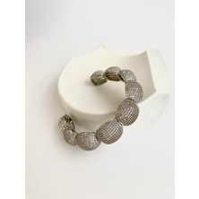 İfeelfree Özel Tasarım Zirkon Taşlı Bombeli Tasarım Esnek Bileklik - Silver