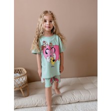 Sacro Kids Sincap Kalp Desenli Şort T-Shirt Kız Çocuk Takım