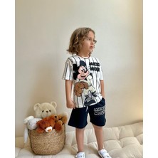 Sacro Kids Mickey Mouse Beyzbol Baskılı Şort T-Shirt Erkek Çocuk Takım