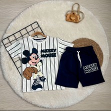 Sacro Kids Mickey Mouse Beyzbol Baskılı Şort T-Shirt Erkek Çocuk Takım