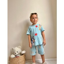 Sacro Kids Bluey Baskılı Şort T-Shirt Erkek Takım