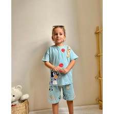 Sacro Kids Bluey Baskılı Şort T-Shirt Erkek Takım