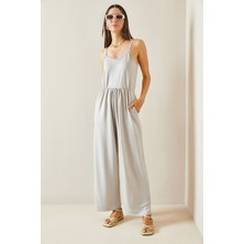 Xhan Gri Ince Askılı Maxi Tulum 5YXK6-48816-03