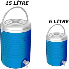 Kale Termos 2'li Musluklu Soğuk Su Termos Piknik Termosu 15+6 Litre