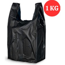 Kalbi Ticaret Siyah Poşet Kalın Orta Boy 1 Kg 28x50 cm Atlet Poşet Market Manav Poşeti