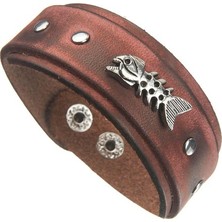 İdol Avm Motorcu Balık Kılçığı Erkek Deri Bileklik Takı Aksesuar B24 T5