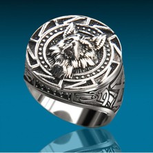 İdol Avm Savaşçı Kurt Erkek Yüzük Çelik Takı Aksesuar Y24 T5