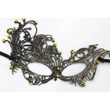 Ynt İthalat Altın Renk Dantel Kesim Maske Altın Renk Incili Parti Maskesi