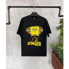 Tarz Yeri Bisiklet Yaka Kısa Kol Çocuk Baskılı T-Shirt - Siyah