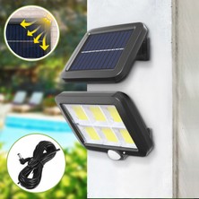 Dekohop Solar Aydınlatma 120 Cob LED Çok Modlu 5 mt Kablolu Güneş Enerjili Duvar Lambası