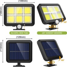 Dekohop Solar Aydınlatma 120 Cob LED Çok Modlu 5 mt Kablolu Güneş Enerjili Duvar Lambası