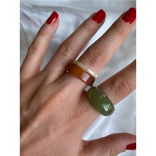 Pinery Jewels Çok Renkli Akrilik Çoklu Yüzük Seti