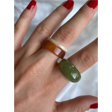 Pinery Jewels Çok Renkli Akrilik Çoklu Yüzük Seti