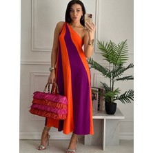 Nice Frog Drop Kadın Aerobin Parçalı Omuz Detay Maxi Elbise