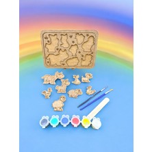 Sharp & Art Sharp&art Çocuklar Için Ahşap Hayvanlar Puzzle Boyama Seti