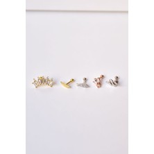 Papatya Silver Çelik Gold-Rodyum Kaplama Çelik Tragus 5'li Küpe Kombin4