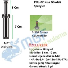 5 x Hunter Çim Sulama Sprey Fıskiye Kısa Gövde (7cm) Psu-02 10-A (3 mt Yarıçap ) ve Ek Parçaları