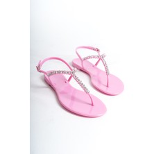 Mubiano Summer Kadın Jelly Mat Pudra Taş Detay Düz SANDALET-MSTB7070-PD
