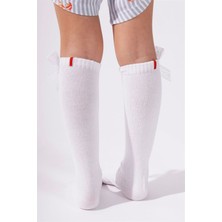 Katia & Bony Family Dizaltı Kurdeleli Çocuk Basic Çorap Beyaz