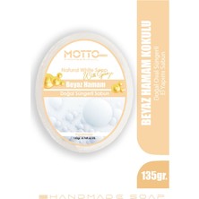 Motto Plus Professional Hamam Kokulu Doğal Oval Süngerli Beyaz Sabun 135 Gr.