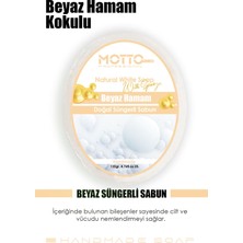 Motto Plus Professional Hamam Kokulu Doğal Oval Süngerli Beyaz Sabun 135 Gr.