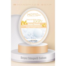 Motto Plus Professional Hamam Kokulu Doğal Oval Süngerli Beyaz Sabun 135 Gr.