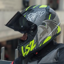 Ls2 Rapıd 2 Raven Mat Siyah-Gri-Neon Sarı Kask