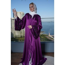 Harika Wear Sultana Özel Mor Kristal Işlemeli Abaya Ferace