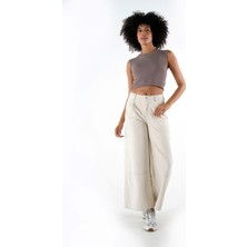 Alexander Gardi  Bisiklet Yaka Kolsuz Fitilli Crop T-Shirt (B24-00219)