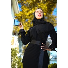 Harika Wear Yandan Bağlamalı Uzun Siyah Elbise Yeni Sezon