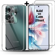 Oppo Reno 11F Kılıf Kamera Çevresi Korumalı Darbeye Dayanıklı Şeffaf Silikon Anti Kapak + 9h Ekran Koruyucu Cam