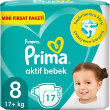 Prima Bebek Bezi Aktif Bebek 8 Beden 17 Adet Standard Paket