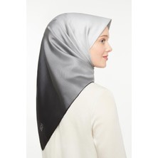 Levidor Twill Ipek Eşarp - Degrade - Siyah Gri