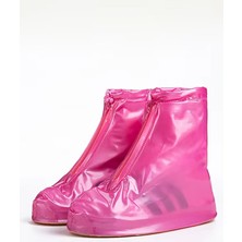 MUJGAN M Silikon Yağmur Koruyucu Ayakkabı Kılıfı Kaymaz Su Kir Geçirmez Pembe M