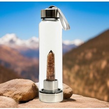 Brc Takı  Aksesuar Doğal Dumanlı Kuvars Taşı Çelik Su Matarası