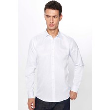 Tudors Erkek Modern Slim Fit Dar Kesim Uzun Kollu Pamuklu Çizgili 4 Mevsim Italyan Yaka Gömlek