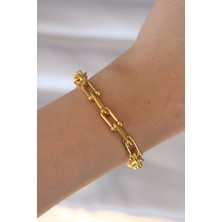 Clariss 316L Çelik Gold Renk Tiffany Bileklik