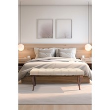 Gazzini Furniture Classic Lükens Gürgen Ayak Chester Model Kapitoneli Beyaz Bench