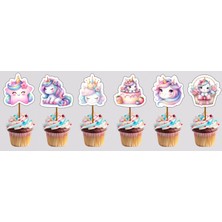 Hiras Dizayn Unicorn Tekboynuz Pasta Kürdanı 12PARÇA Pasta Süsü ve Cupcake Pasta Kurabiye Süsle