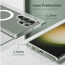 Galaxy S23 Ultra Uyumlu 3D Kamera Korumalı Magsafe Şarj Özellikli Sararmaz Lüx Case