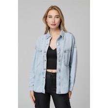 Home Store Jean Metal Düğmeli Gömlek