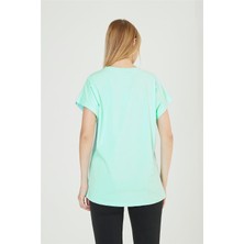 Home Store Kıvrık Biye Yaka Düşük Kol Basic Tshirt