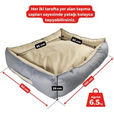 Xpermate Siesta Büyük Irk Köpek Yatağı 80x100x28 Büyük Boy Köpek Yatağı  ,Fermuarlı Antrasit Bej