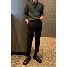 Tarz Cool Haki Erkek Polo Yaka Fitilli Triko Kazak