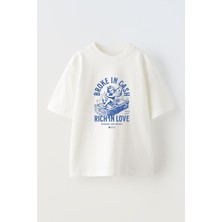 Youwinner Brokeın Cash Tasarım Baskılı Pamuk Beyaz Oversize T-Shirt