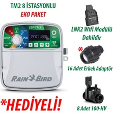 Rain Bird  Dış Mekan Tm2-8 İstasyonlu Kontrol Ünitesi + Lnk2 Wifi Modülü + 8 Adet 100HV Vana Seti
